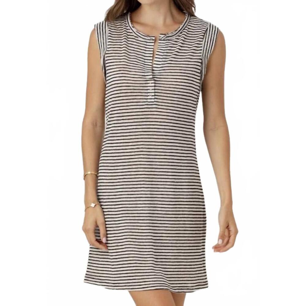 NEW SUNDAYS linen cloud dress in mono luxe stripe